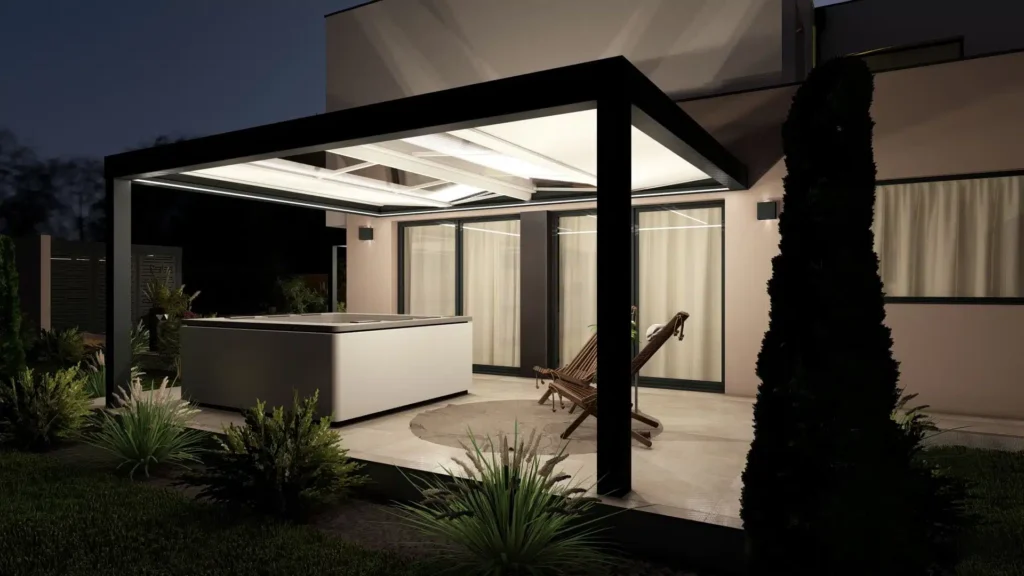 Pergola éclairage poutre