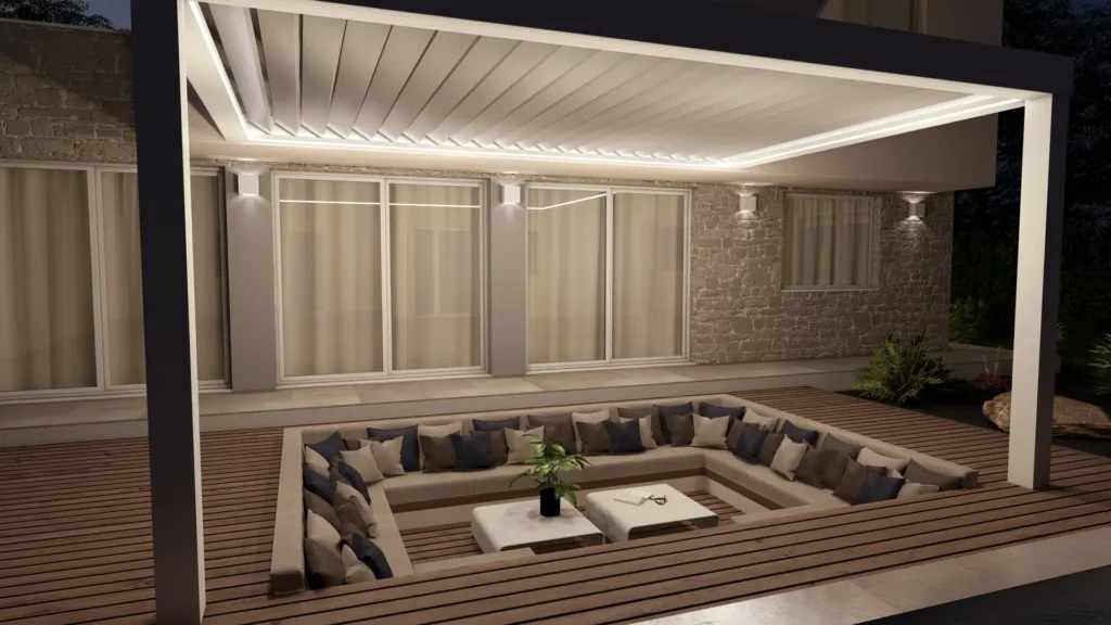 Pergola éclairage blanc classique